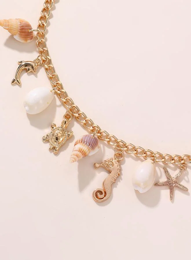 Take Two  Gold Charm Necklace with Seashell Pendants for Women | Best Price UAE